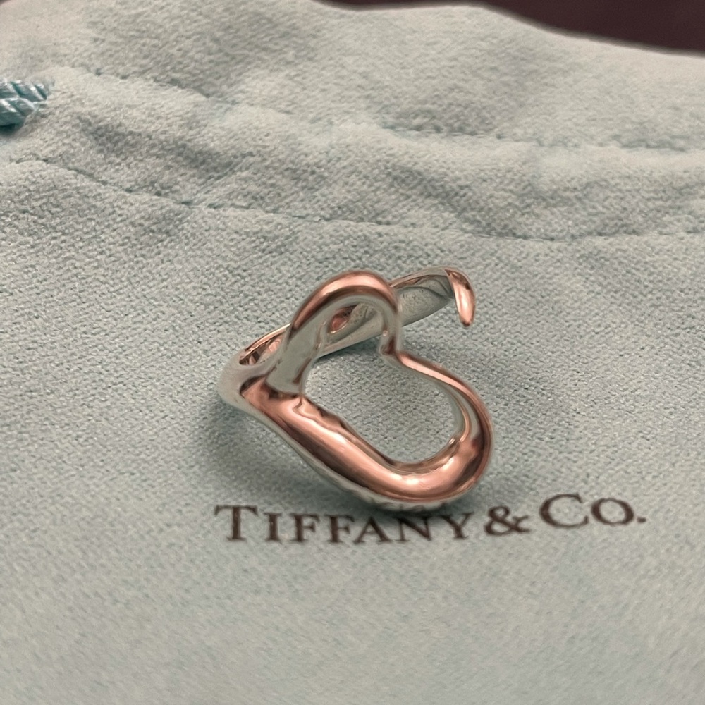 Authentic Tiffany & Co Sterling Silver Open Heart Ring Size 7.5